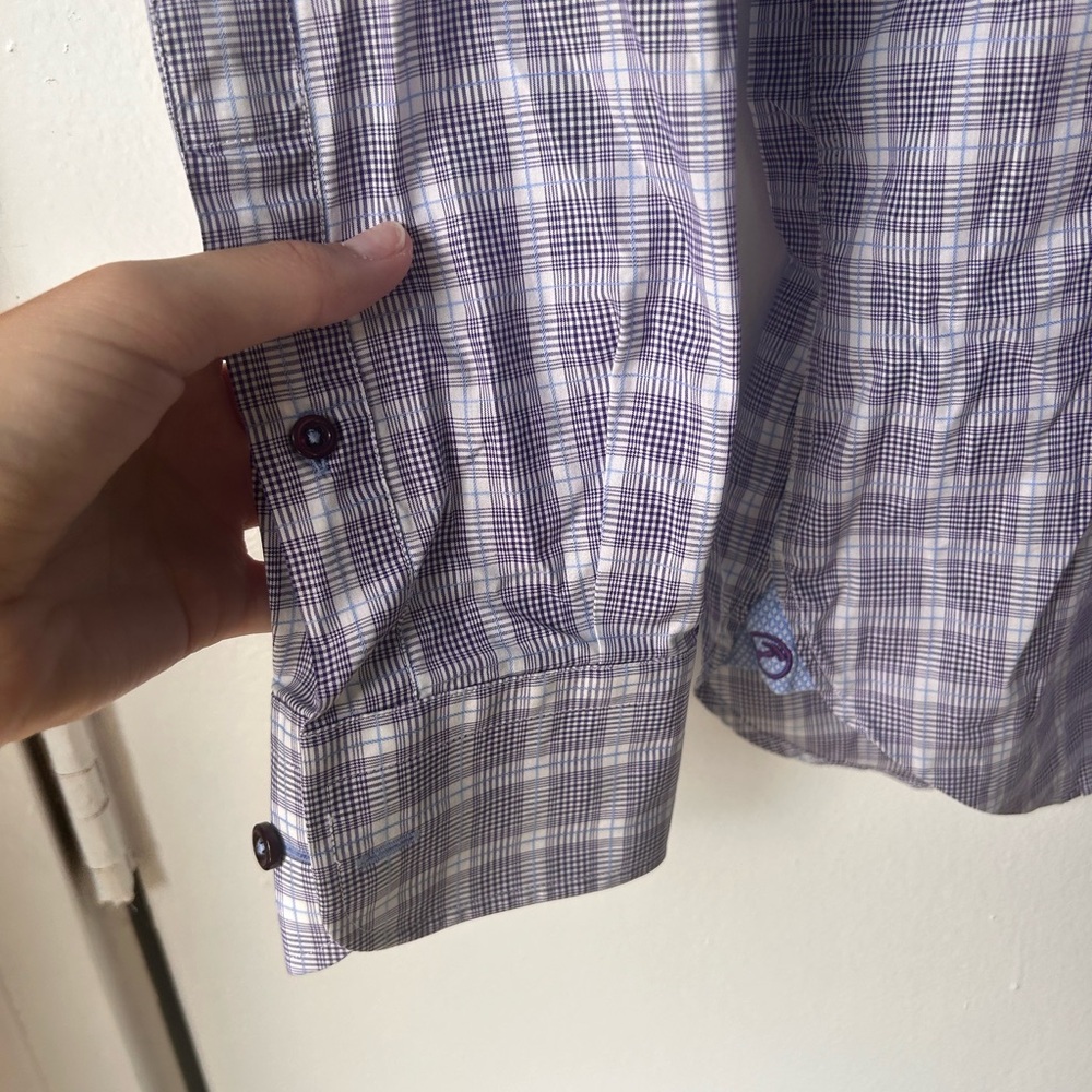 Hammer Made Purple Checkered Button-Up Shirt 39/1… - image 4